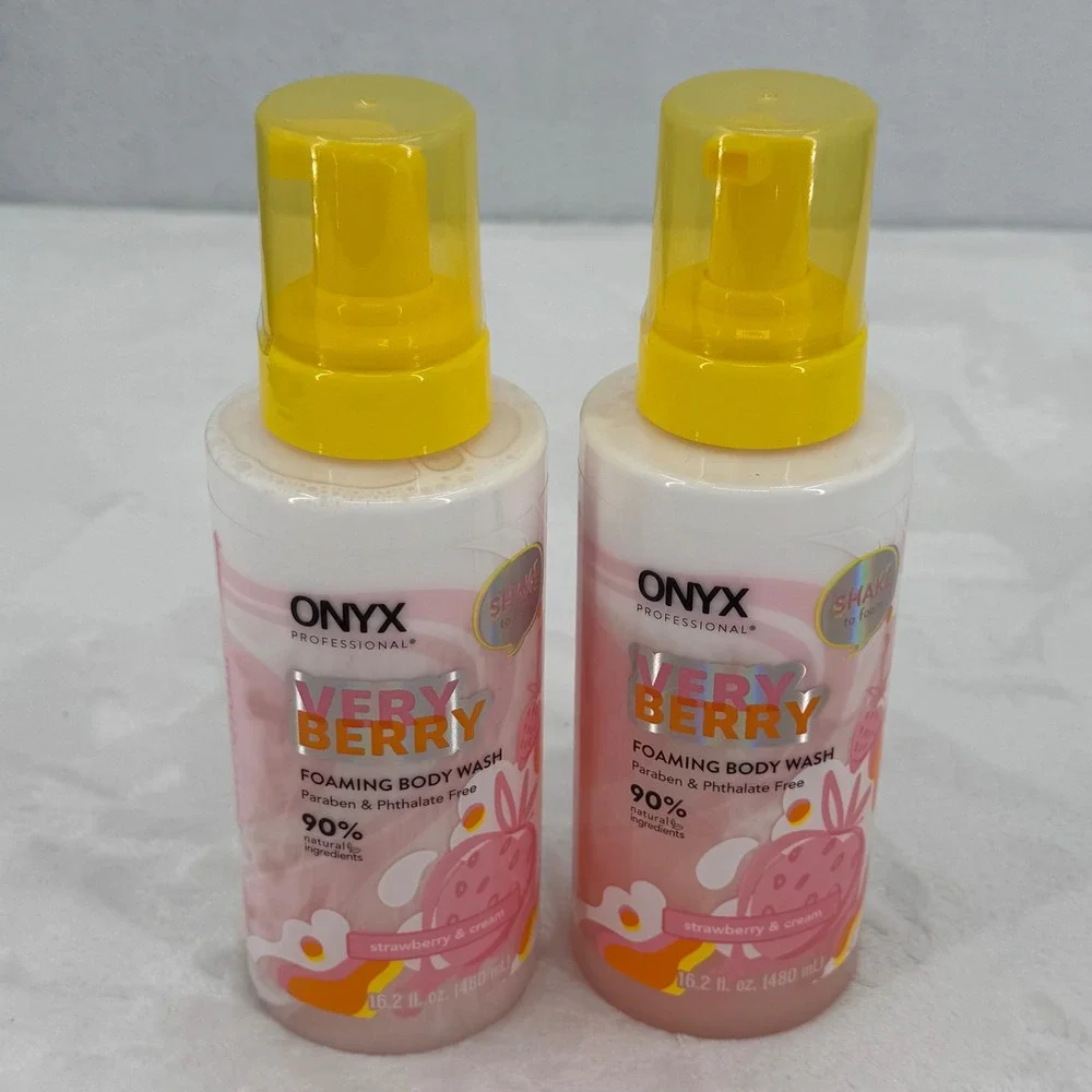 New 2pk Onyx Professional Very Berry Foaming Body Wash 16.2oz Strawberry & Cream